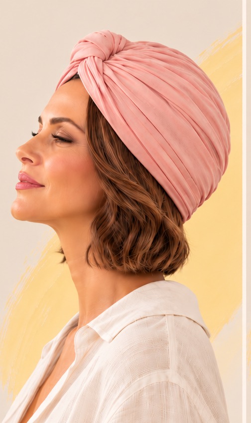 Capelli a caschetto sotto il turbante
