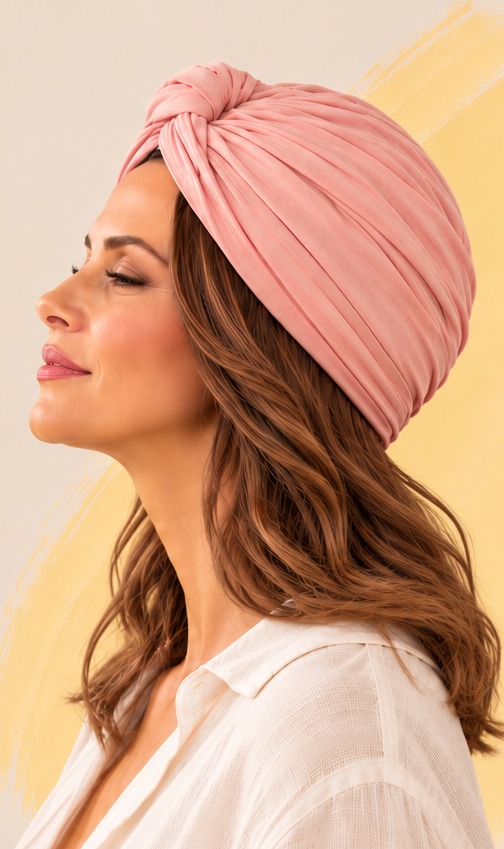 Capelli sotto le spalle sotto il turbante