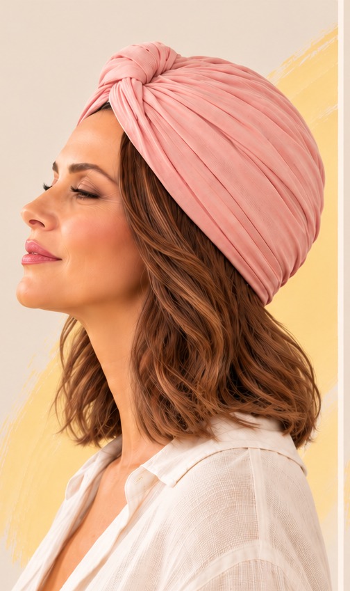 Capelli alle spalle sotto il turbante